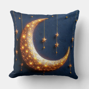 Beautifully illuminated crescent moon cushion
