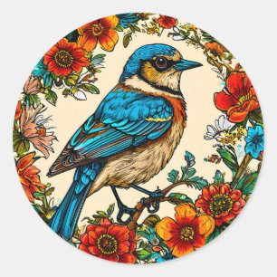 Beautifully illustrated bird classic round sticker