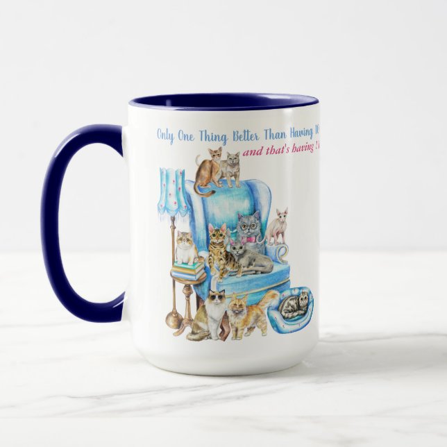 Beautifully Illustrated Crazy Cat Lady Customised Mug (Left)