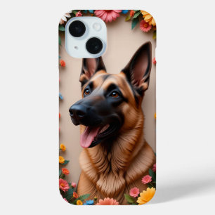 Beautifully illustrated German Shepherd dog iPhone 15 Case