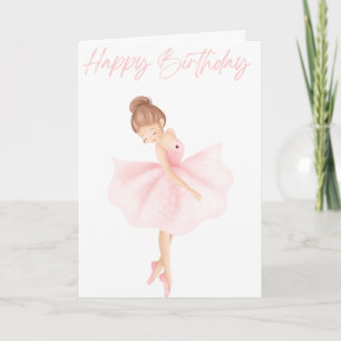 Beautifully Illustrated Little Ballerina Birthday Card