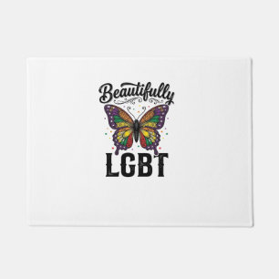 Beautifully LGBT Butterfly Vintage Pride Shirt_1 Doormat