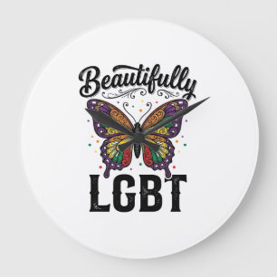 Beautifully LGBT Butterfly Vintage Pride Shirt_1 Large Clock