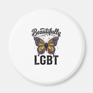 Beautifully LGBT Butterfly Vintage Pride Shirt_1 Magnet