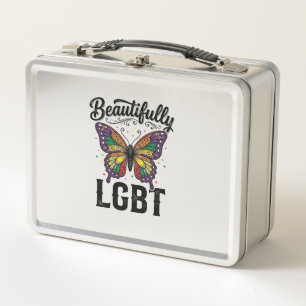 Beautifully LGBT Butterfly Vintage Pride Shirt_1 Metal Lunch Box