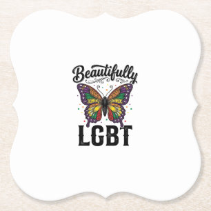 Beautifully LGBT Butterfly Vintage Pride Shirt_1 Paper Coaster