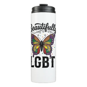 Beautifully LGBT Butterfly Vintage Pride Shirt_1 Thermal Tumbler