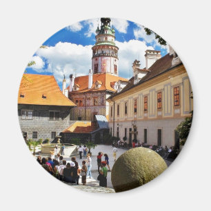 Beautifully Painted Tower In Cesky Krumlov Town Magnet