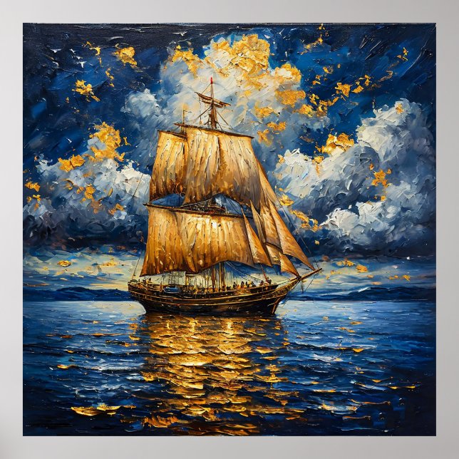 Beautifully rendered sailing ship poster (Front)