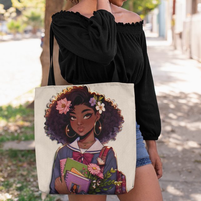 Beautifully Smart African-American Teen Student Tote Bag (Creator Uploaded)