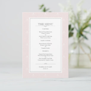 Beautiul Pastel Pink Wedding Menu Art Deco