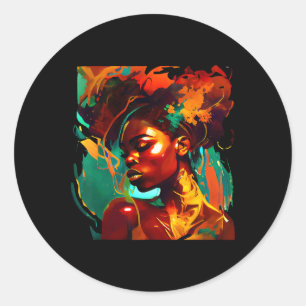 Beautuful Black Art African American Woman Paintin Classic Round Sticker