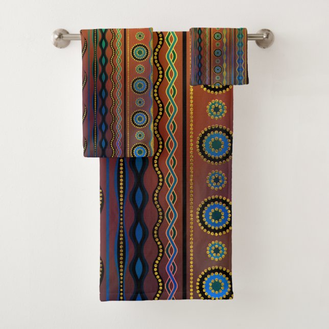 Beautuful Translucent Tribal Pattern Bath Towel Set (Insitu)