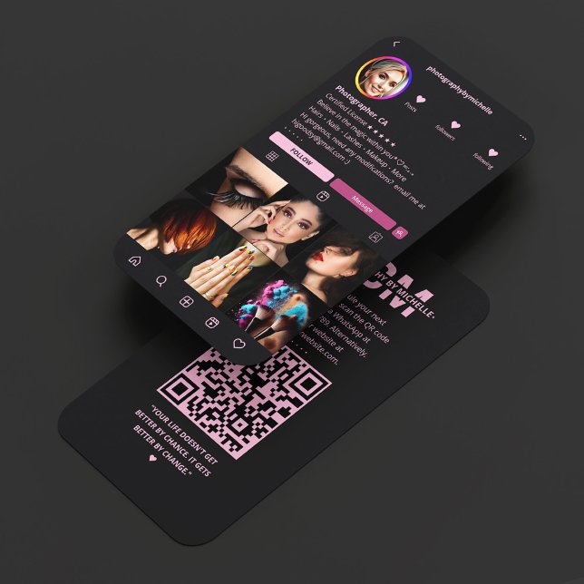 Beauty Aesthetic Pink Black Instagram Professional Business Card (Beauty Aesthetic Pink Black Instagram Professional)