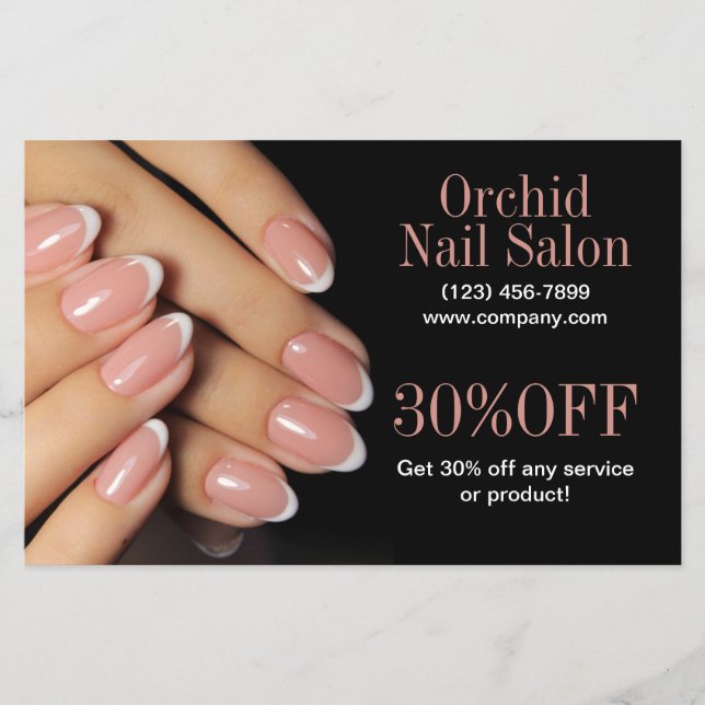 Beauty Aesthetician Manicure Nail Salon Price List Flyer (Front)