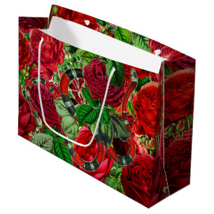 Beauty And Beast - Snake and Rose Flower Pattern Large Gift Bag