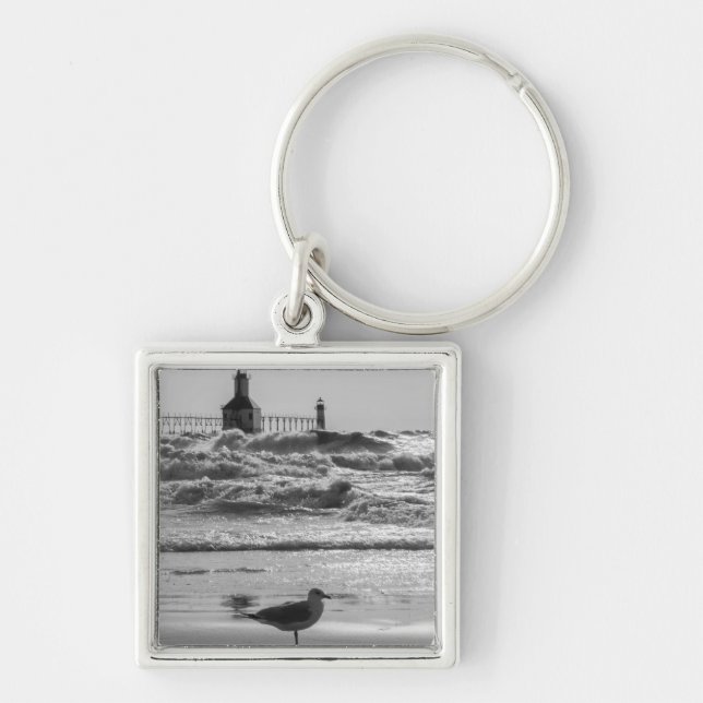 Beauty And Force Grayscale Key Ring (Front)