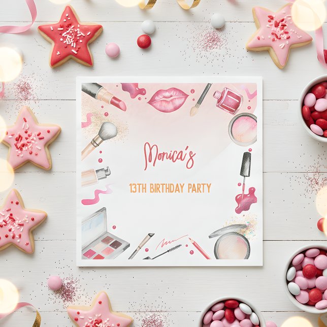 Beauty and makeup spa birthday party napkin (Creator Uploaded)