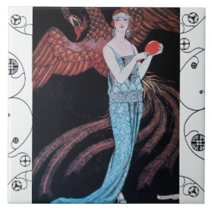 BEAUTY AND PHOENIX Art Deco Woman Fashion Ceramic Tile
