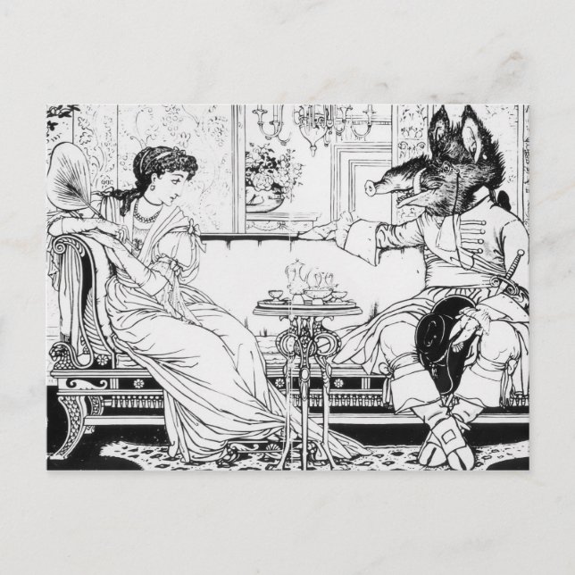 Beauty and the Beast, 1874 (litho) (b/w photo) Postcard (Front)
