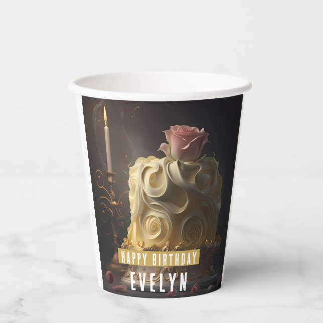 Beauty and the Beast  Cake - Birthday  Paper Cups (Front)