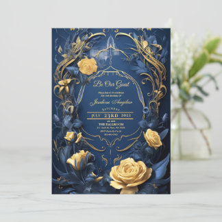 Beauty and the Beast Gold Rose Sweet 16 Invitation