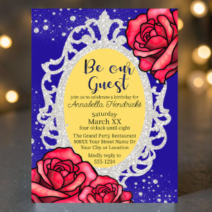Beauty and the Beast Mirror & Roses Fairytale Invitation