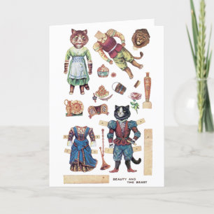 Beauty and the Beast, Paper Doll, Louis Wain Holiday Card