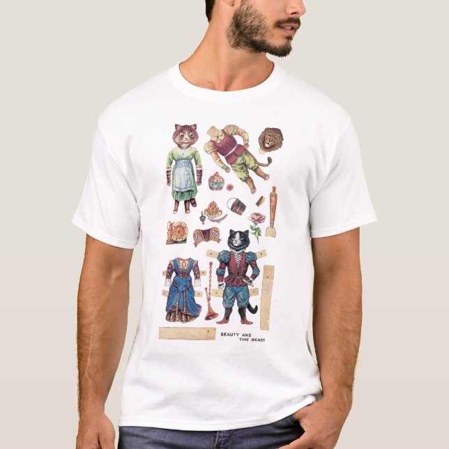 Beauty and the Beast, Paper Doll, Louis Wain T-Shirt (Front)