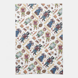 Beauty and the Beast, Paper Doll, Louis Wain Tea Towel