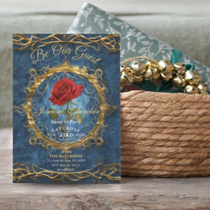 Beauty and the Beast Rose Customisable photo sweet Invitation