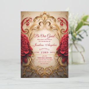 Beauty and the Beast Rose Sweet 16 Invitation