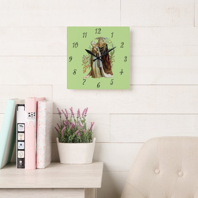 Beauty and the Beast Square Wall Clock (Reading Room)