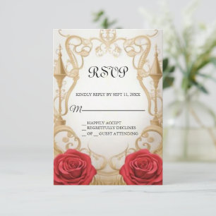 Beauty and the Beast Sweet 16 RSVP card