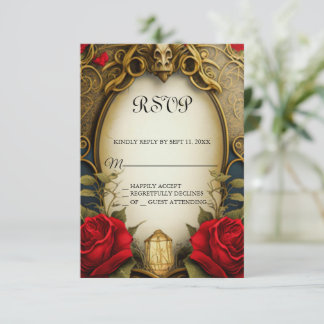 Beauty and the Beast Sweet 16 RSVP card