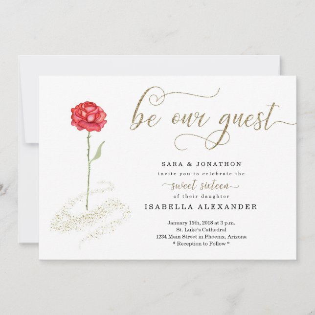 Beauty and the Beast Unique Sweet Sixteen Invitation (Front)