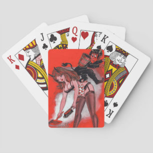 Beauty and the Krampus Vintage Xmas Christmas Playing Cards