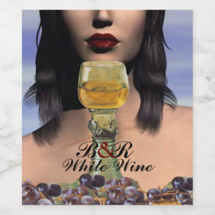 BEAUTY AND WHITE WINE GLASS Wine Tasting Party Label