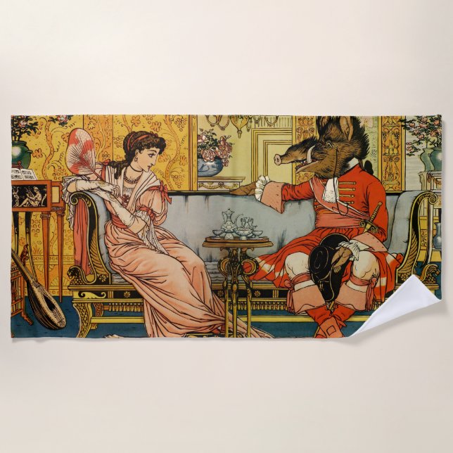 Beauty Beast Classic Fairy Tale Characters Beach Towel (Front)