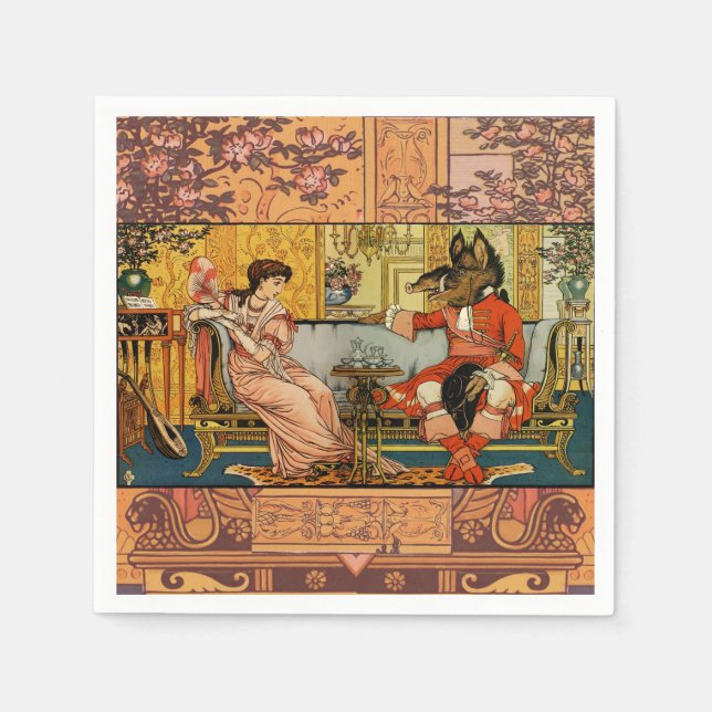 Beauty Beast Classic Fairy Tale Characters Napkin (Front)