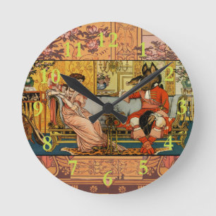 Beauty Beast Classic Fairy Tale Characters Round Clock