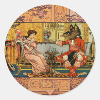 Beauty Beast Classic Fairy Tale Characters Round Sticker