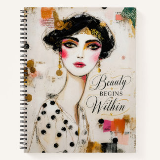Beauty Begins Within Elegant Feminine Notebook