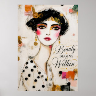 Beauty Begins Within Elegant Feminine Poster