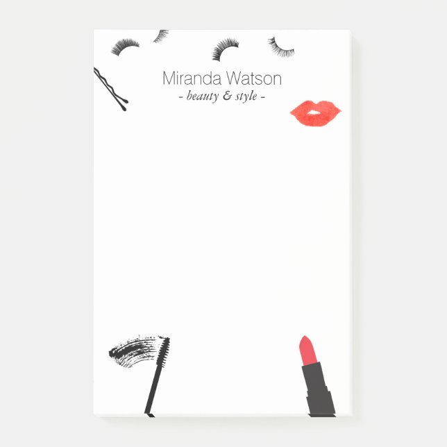Beauty Biz Eyelashes Lips Mascara Makeup Artist Post-it Notes (Front)