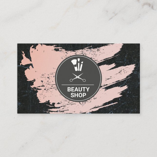 Beauty Black Marble | Hairstylist Makeup Artist Business Card (Front)