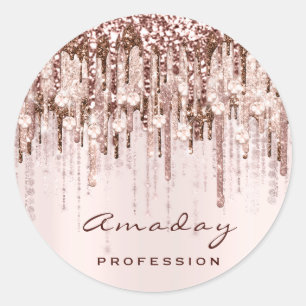 Beauty Blogger Hairdresser Makeup Pink Diamonds Classic Round Sticker