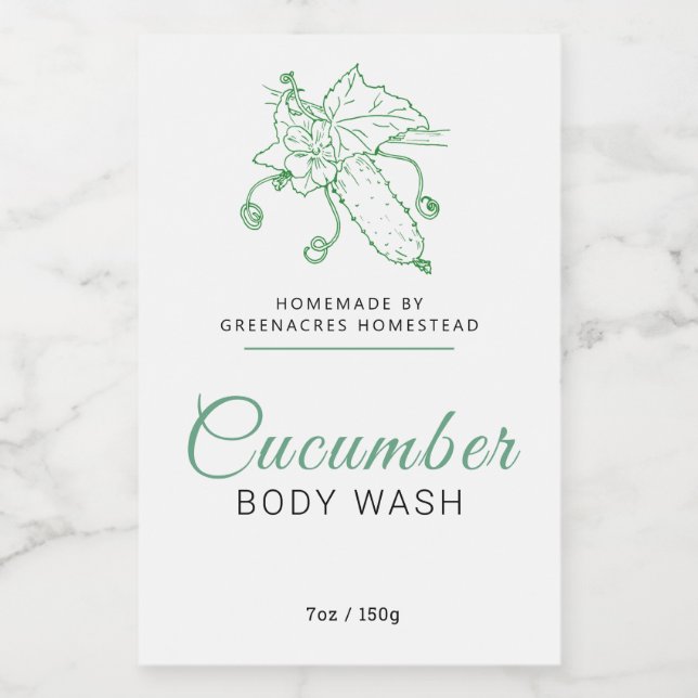 Beauty body wash label Cucumber art logo (Single Label)