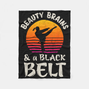 Beauty Brains And A Black Belt Karate Girl Martial Fleece Blanket