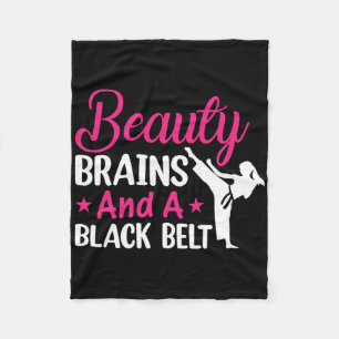 Beauty Brains And A Black Belt Martial Arts Cute K Fleece Blanket
